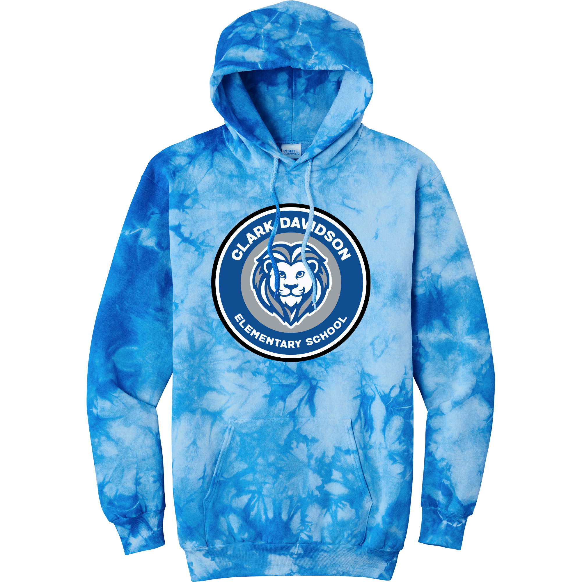 Clark Davidson Logo Crystal Tie-Dye Hoodie - Sky Blue - front view